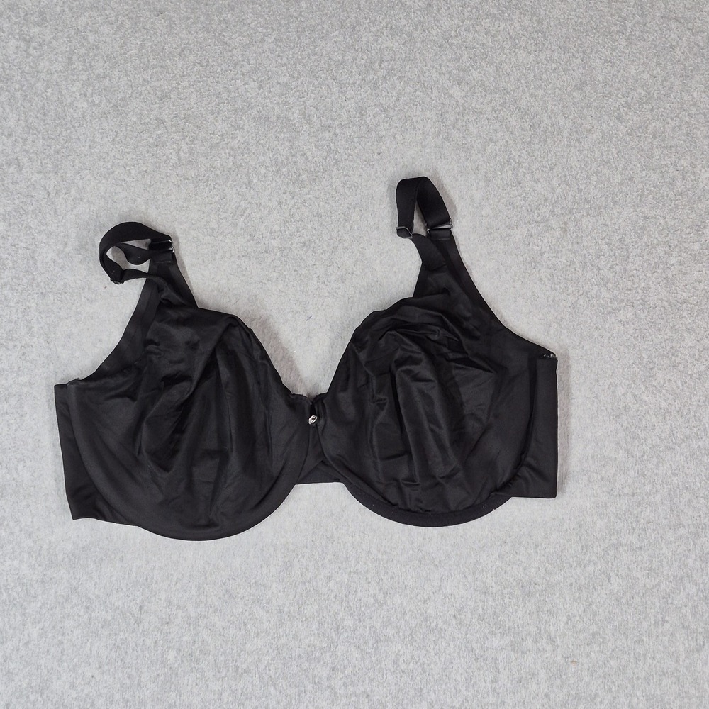 Cacique Women Bra 40F Black T Shirt Unlined Underwired Strap Adjustable